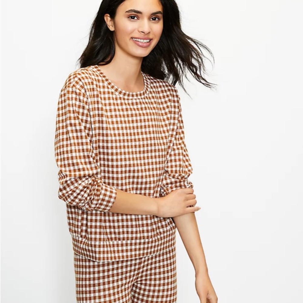 LOU AND GREY BIRDSEYE GINGHAM PONTE SWEATSHIRT SIZE LARGE - Picture 8 of 11